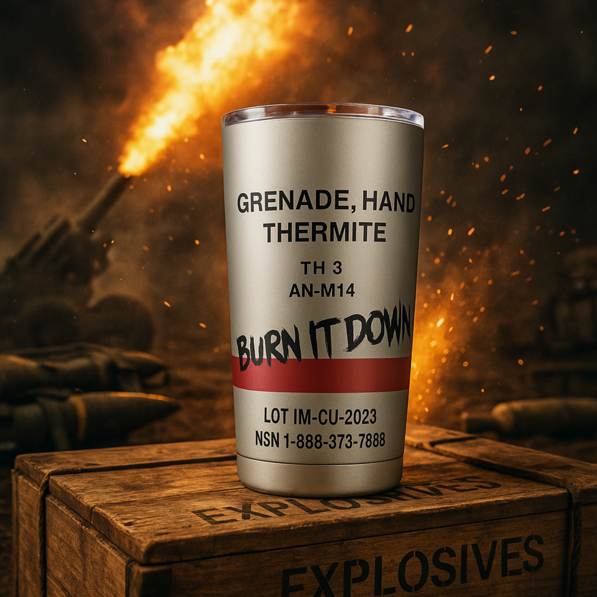 20oz Change Unchained “Burn It Down” Thermite Tumbler - GRAY