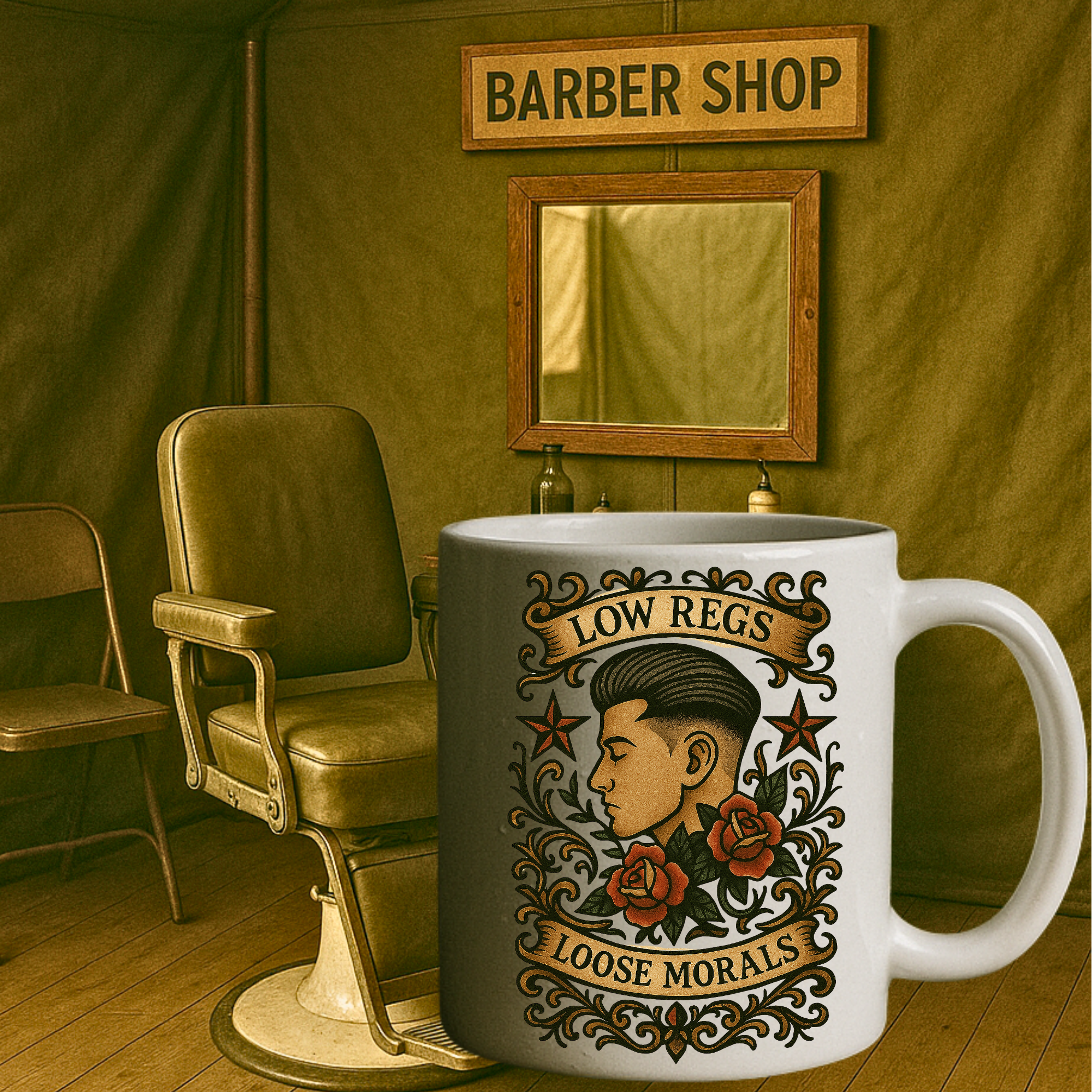 15oz "Low Regs, Loose Morals" Coffee Mug