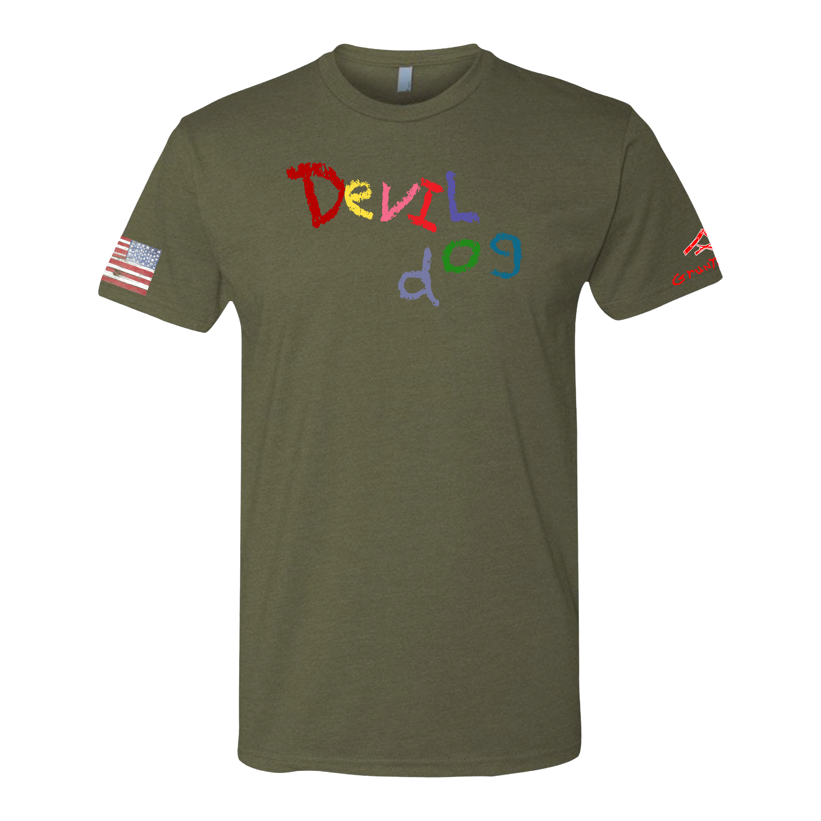 DEVIL DOG-Crayon Shirt (OD OR CHARCOAL GRAY)