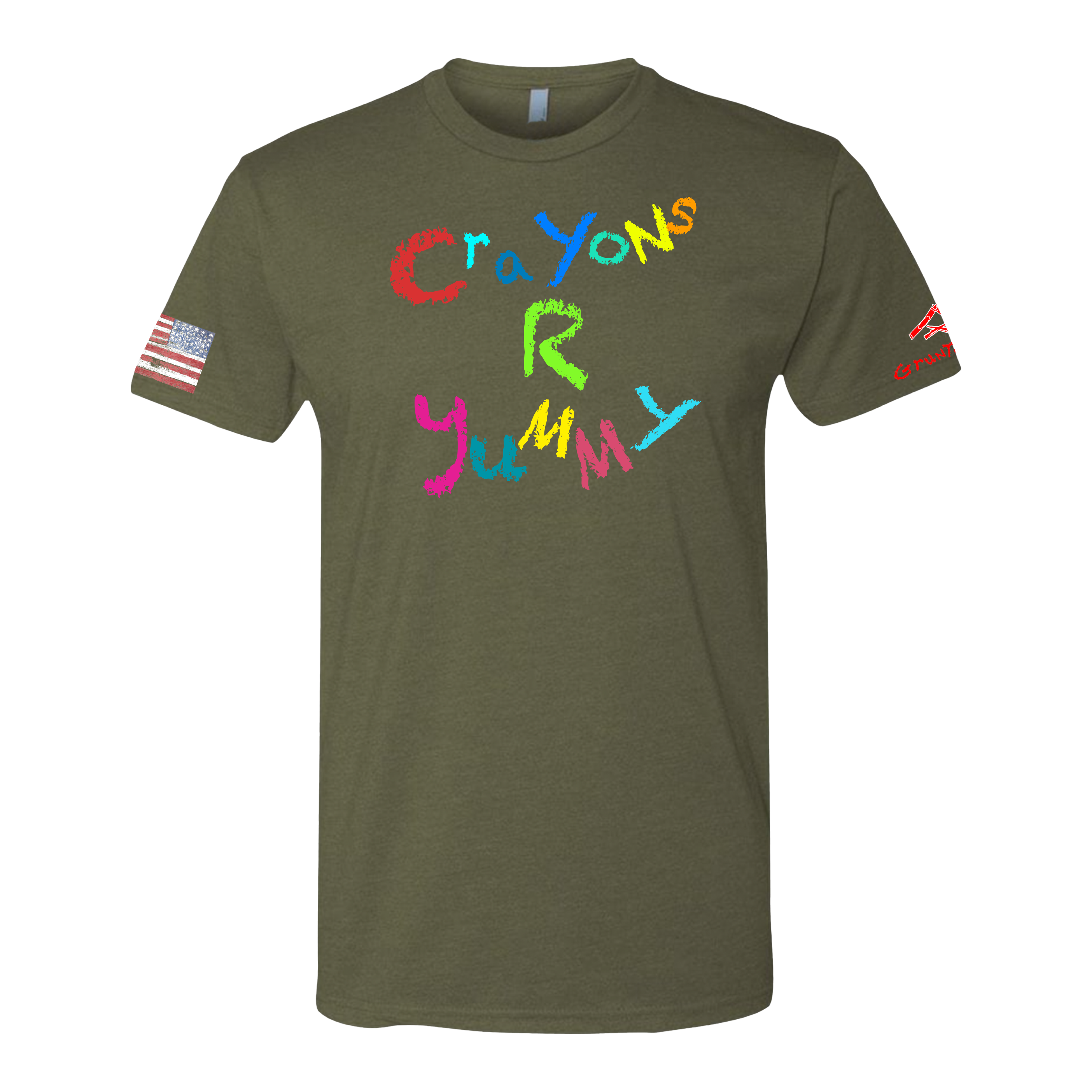 CRAYONS R YUMMY Crayon Shirt (OD OR CHARCOAL GRAY)