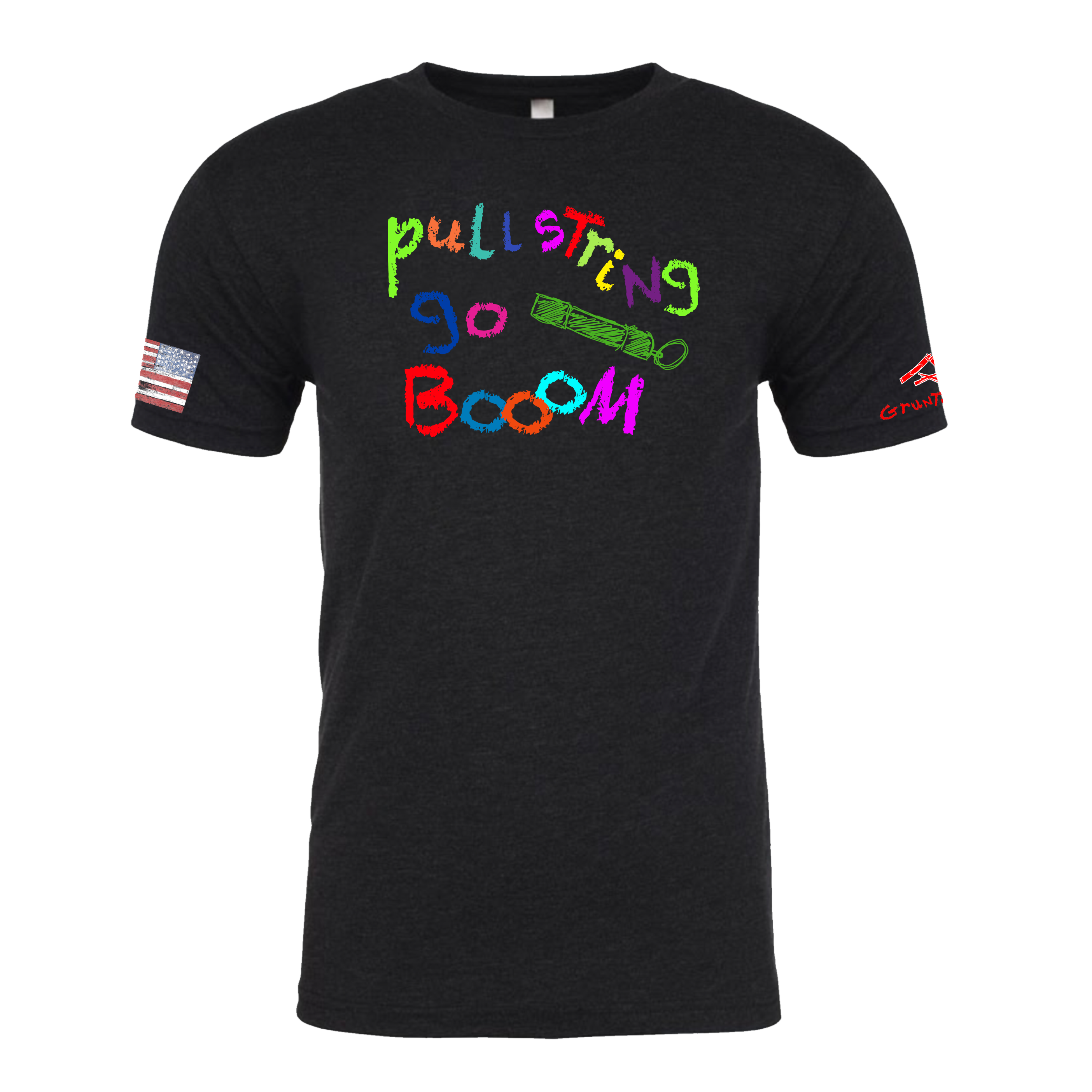 PULL STRING GO BOOM Crayon Shirt (OD OR CHARCOAL GRAY)