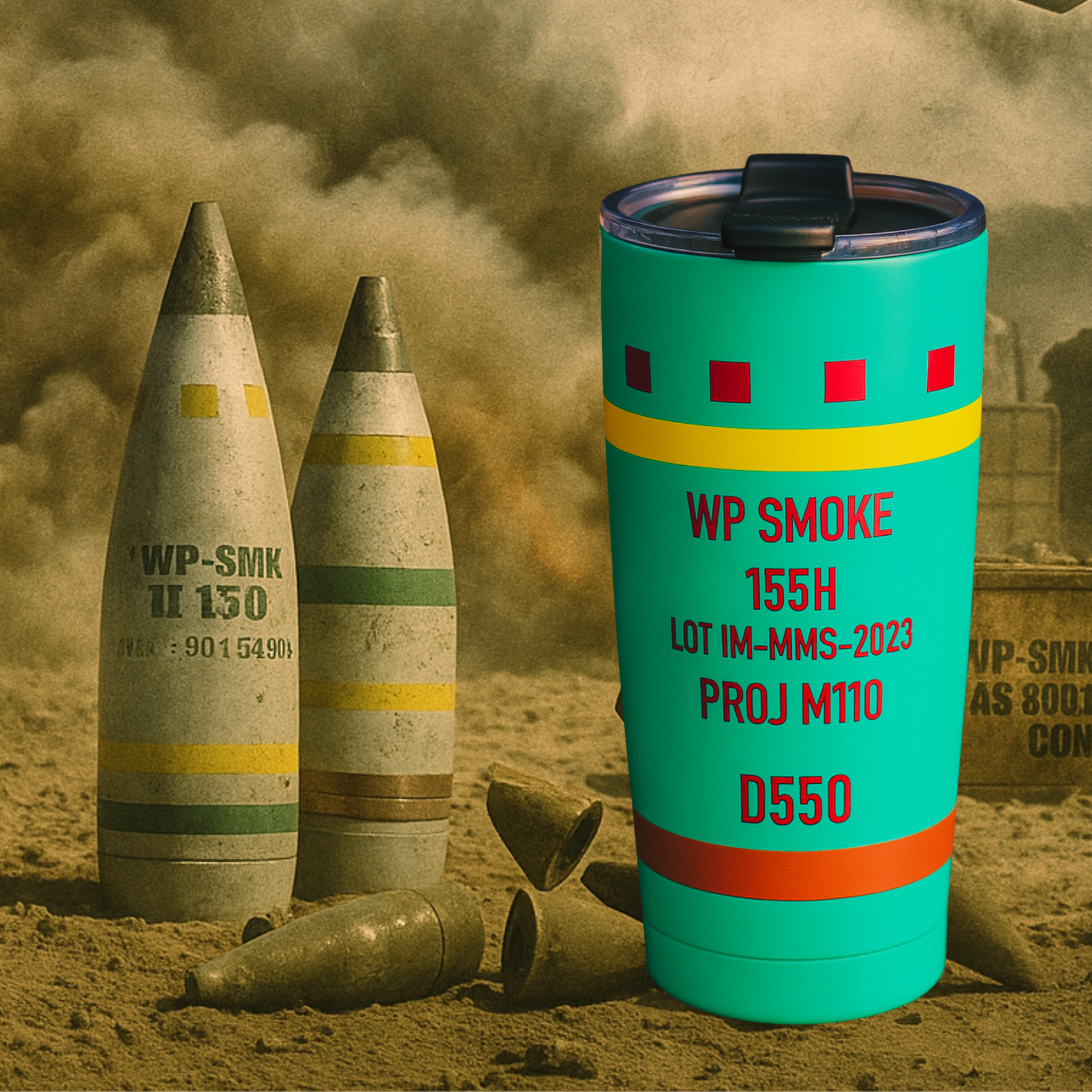 20oz 155mm Artillery Tumbler (WP):Powerful Designs!