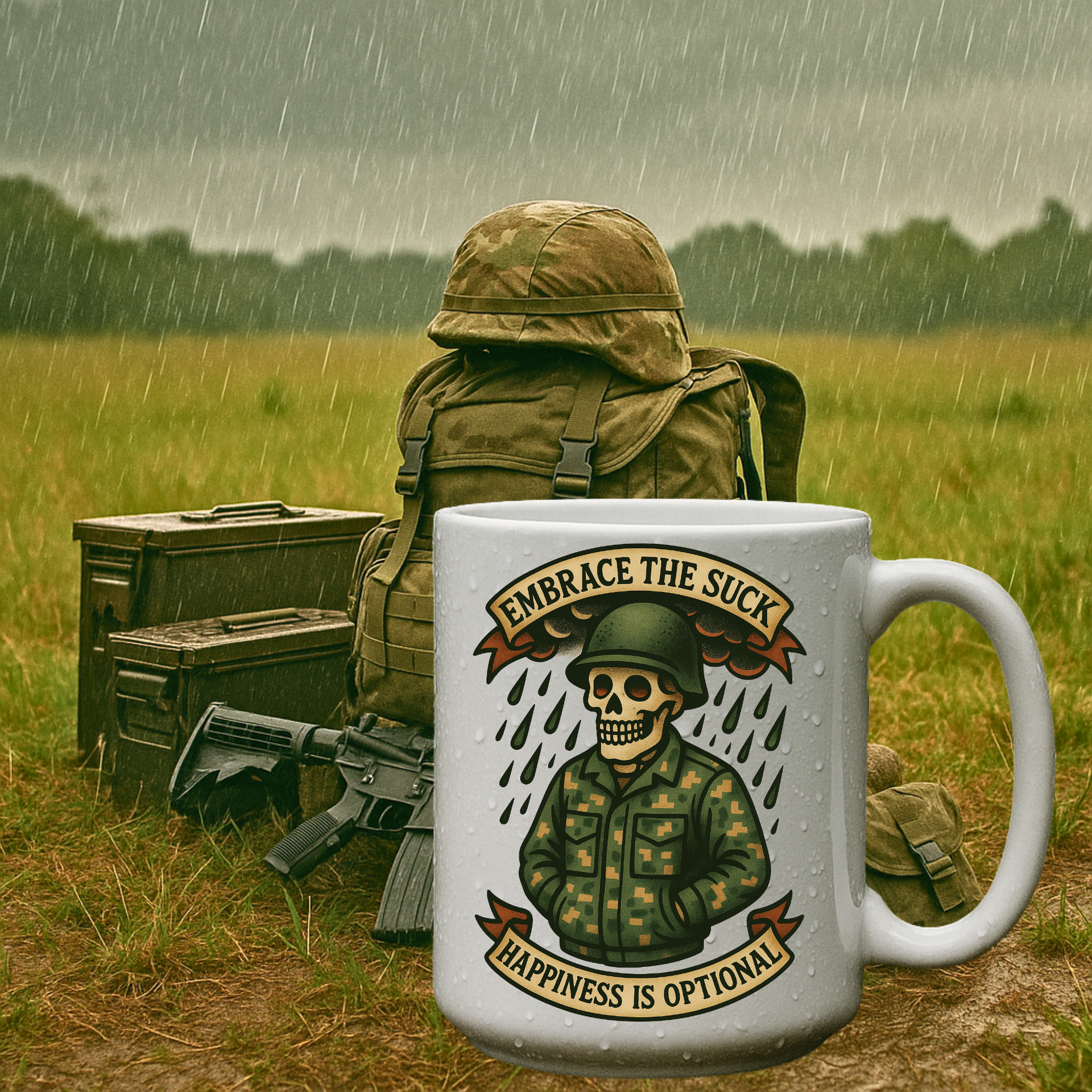 Embrace The Suck Coffee Mug (USMC) – Military Tattoo Style 15oz Ceramic
