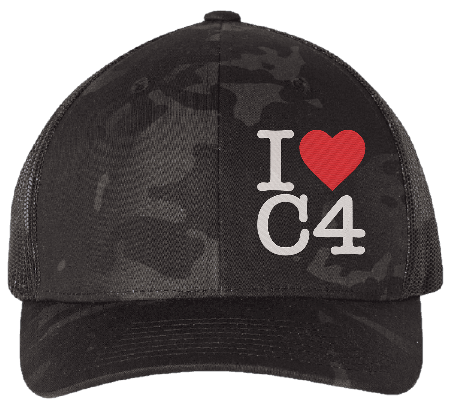 I HEART C4 Embroidered Hat | Multicam/BDU Camo Hat | Trucker/Flat Bill/Curved Bill/Dad Hat | Lots of Styles
