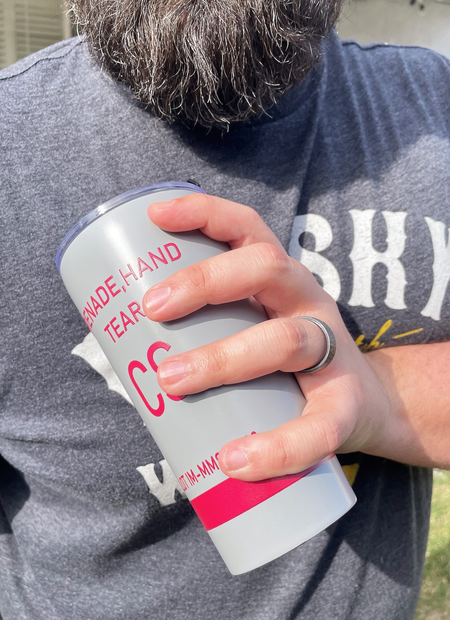 14oz Tear Gas Grenade Tumbler - Military Inspired Insulated Drinkware